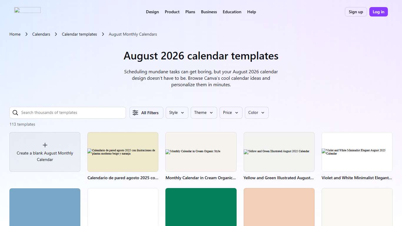 Free printable August 2026 calendar templates | Canva