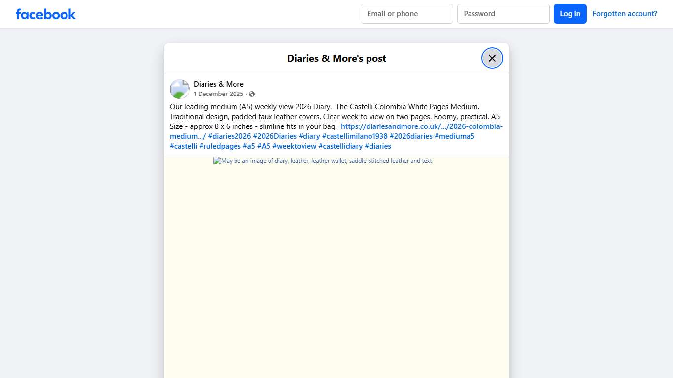 Diaries & More - Our leading medium (A5) weekly view 2026... | Facebook